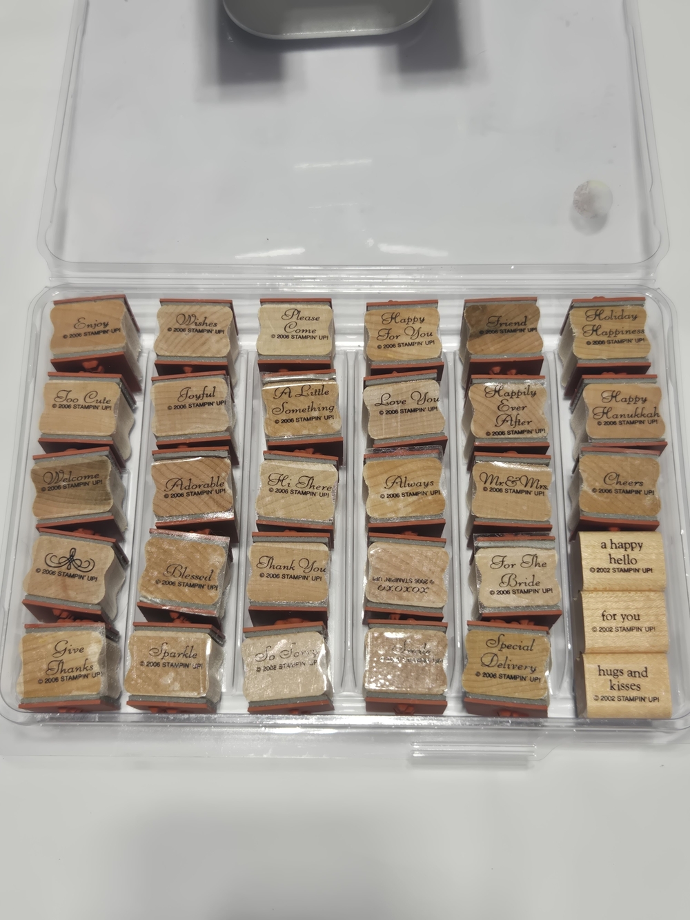 Lot 24- Stampin' Up! Mini Sentiment Wood Stamps — Double Sided